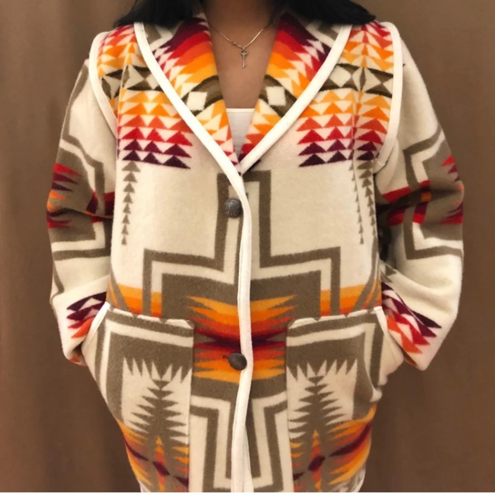 Pendleton Blanket Reversible Wool Coat - Native American Design